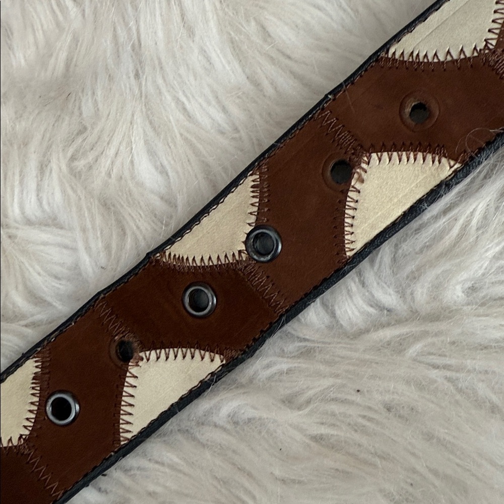 Two Tone Suede Patchwork Belt Unique Fun Rare Sta… - image 8